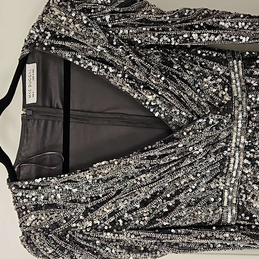 Mac DuggalEmbellished Faux Wrap Midi-Dress - Picture 5 of 5